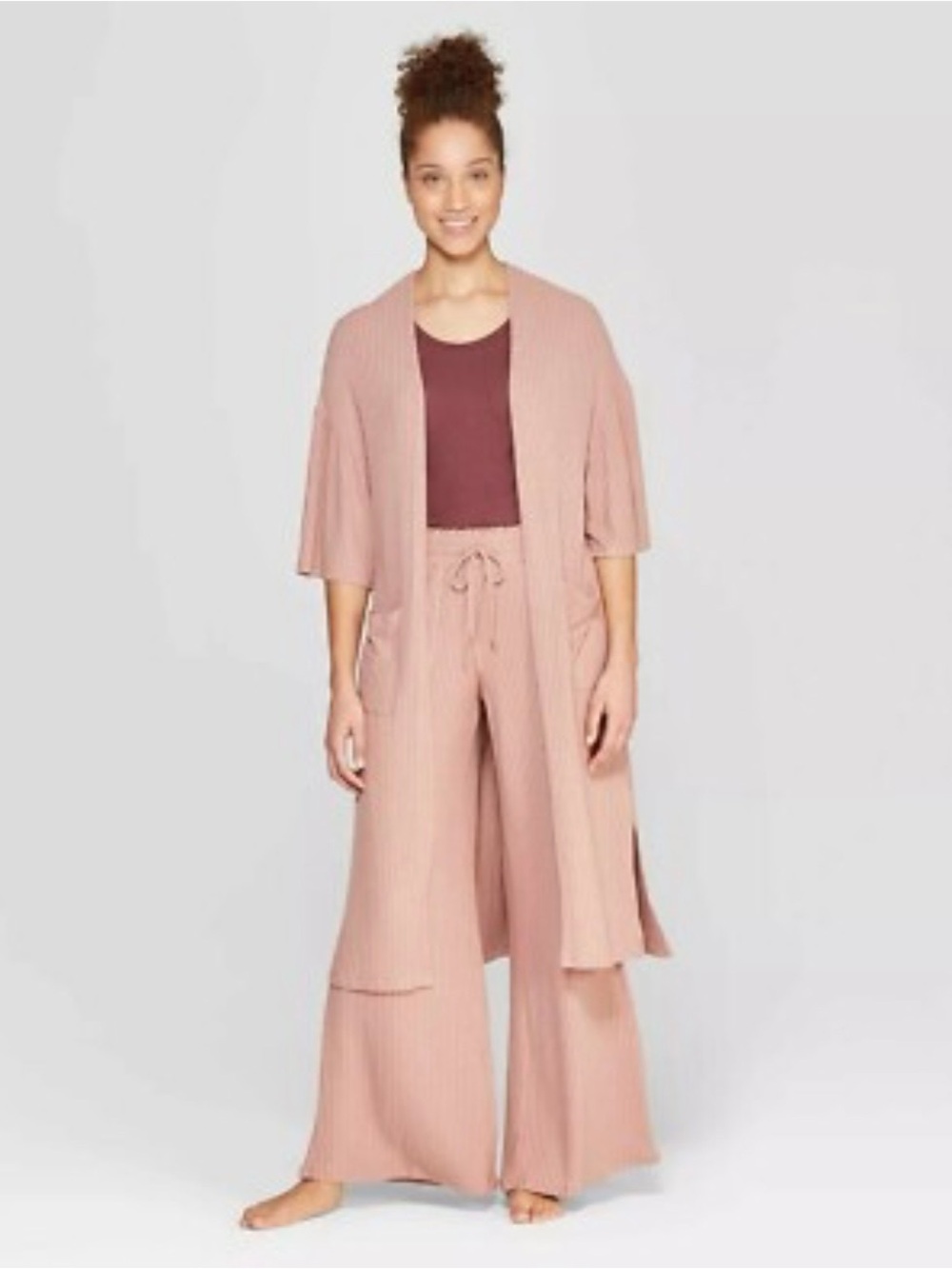 stars above Mauve Ribbed Duster Robe